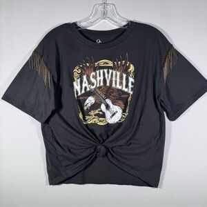 Country Cowgirl Nashville Western Music Short Sleeve T-Shirt L Retro Cropped